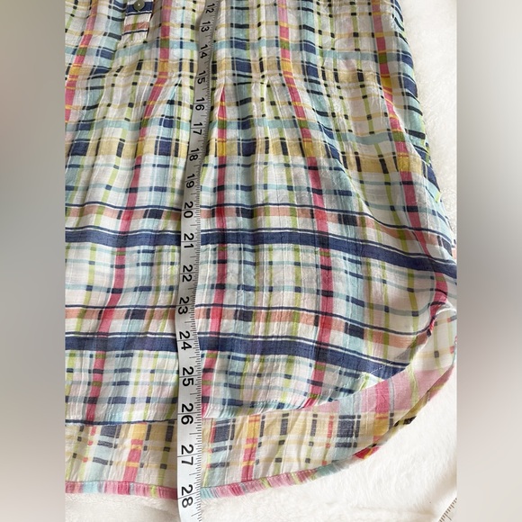 Zac & Rachel Multicolor Plaid ,Women Tunic Roll Tab Sleeve 1/2 Button Front Sz M - Picture 8 of 11